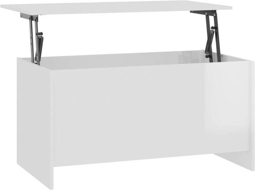 The Living Store Salontafel Lift-Top Hoogglans wit 102 x 55.5 x 52.5 cm Bewerkt hout