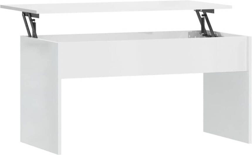 The Living Store Salontafel Lift Top Hoogglans wit 102x50.5x52.5 cm Bewerkt hout