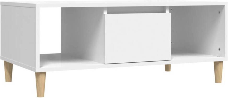 The Living Store Salontafel Massief eucalyptushout Wit 90 x 50 x 36.5 cm Salontafel Houten Salontafel Witte Salontafel Met Lade Salontafel Met Opbergvak