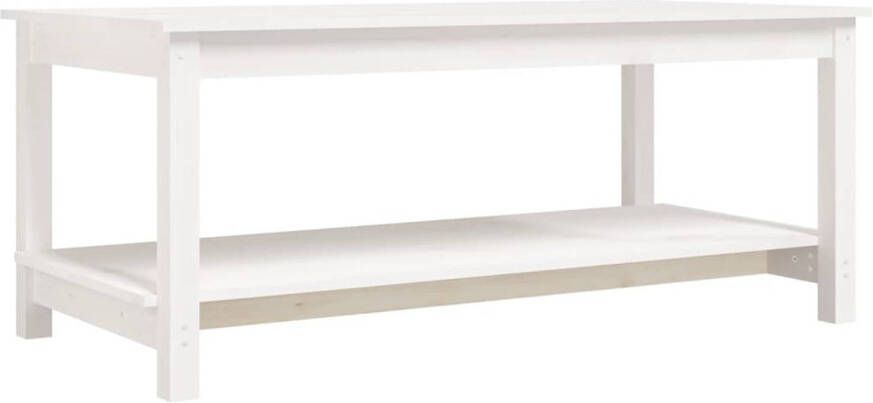 The Living Store Salontafel Massief Grenenhout 110 x 55 x 45 cm Wit - Foto 1