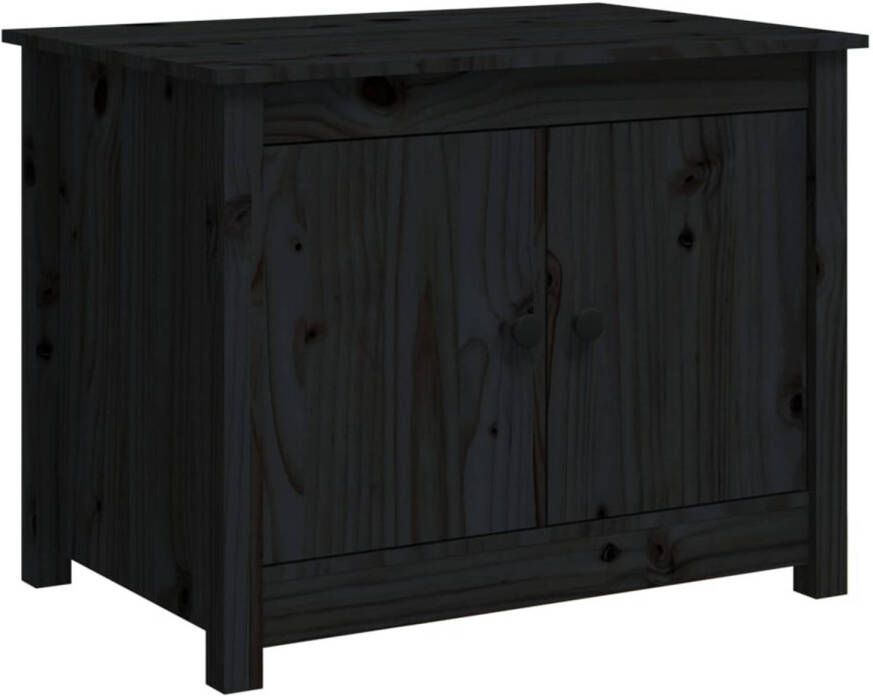 The Living Store Salontafel 71x49x55 cm massief grenenhout zwart Tafel