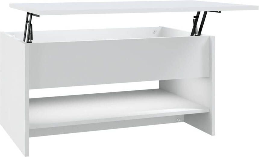 The Living Store salontafel Modern ontwerp Opbergruimte Verstelbaar Wit hout Afmetingen- 80 x 50 x 40 cm