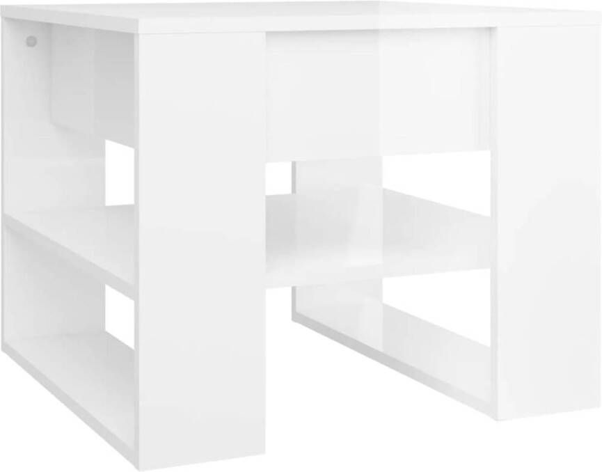 The Living Store Salontafel Praktisch Materiaal- Bewerkt hout Afmetingen- 55.5x55x45 cm Kleur- Hoogglans wit