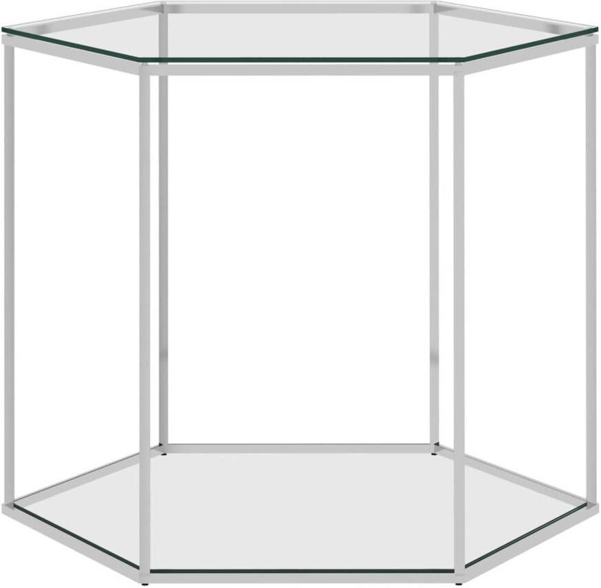 The Living Store Salontafel RVS en Glas 60 x 53 x 50 cm Duurzaam - Foto 1