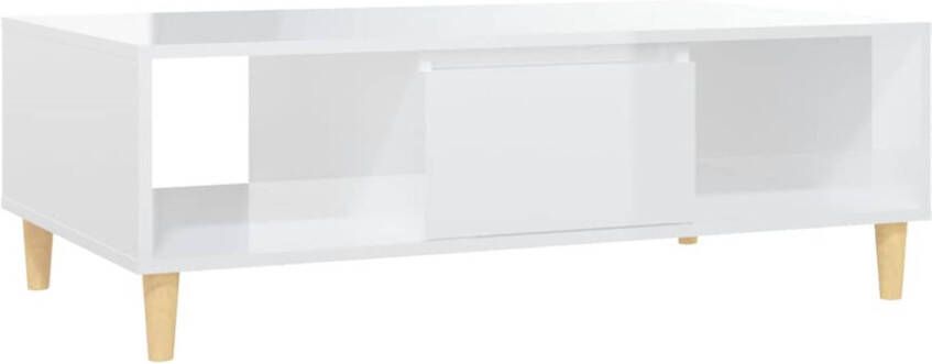 The Living Store salontafel Scandinavisch opbergschappen hoogglans wit 103.5 x 60 x 35 cm