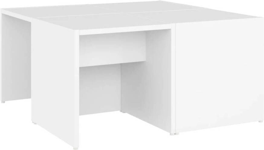 The Living Store Salontafel Set Wit 66 x 66 x 33 cm Bewerkt hout