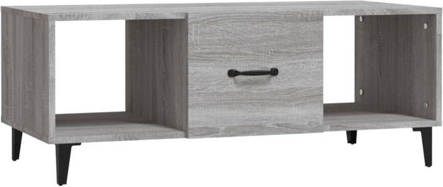 The Living Store Salontafel 102x50x40 cm bewerkt hout grijs sonoma eikenkleurig Salontafel Houten Salontafel Grijze Salontafel Met Lade Tv Tafeltje