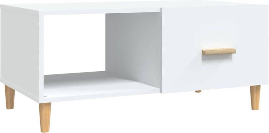 The Living Store Salontafel Wit Eucalyptus 89.5x50x40cm Bewerkt Hout Boekenopbergruimte