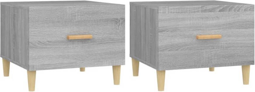 The Living Store Salontafels bijzettafels Grijs Sonoma Eiken 50x50x40 cm Stevig hout Voldoende opbergruimte