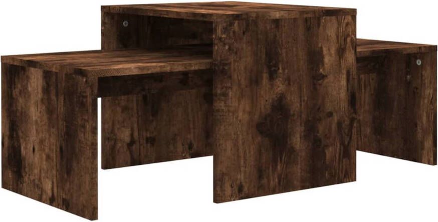 The Living Store salontafels Smoked Oak set van 2 100x48x40cm Bewerkt hout