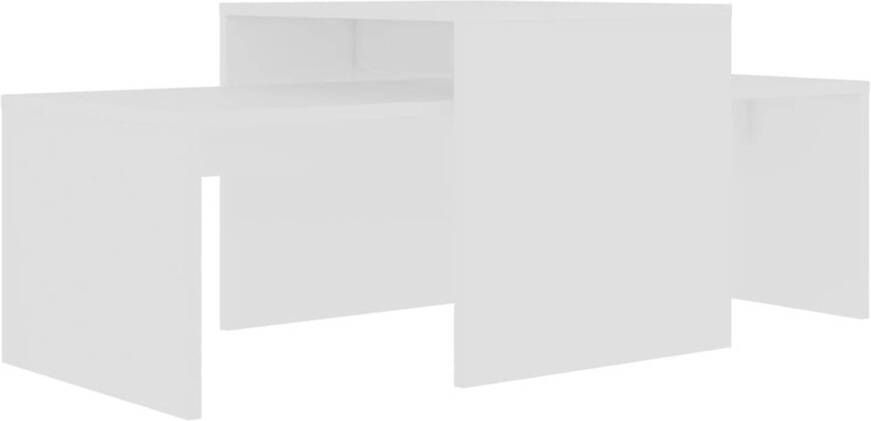 The Living Store Salontafelset bewerkt hout wit 100 x 48 x 40 cm (L x B x H) 1 lage tafel 1 hoge tafel