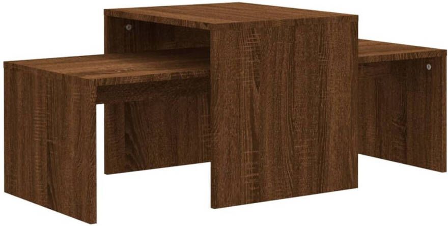 The Living Store Salontafelset Bruineiken Hout 100 x 48 x 40 cm Modern design