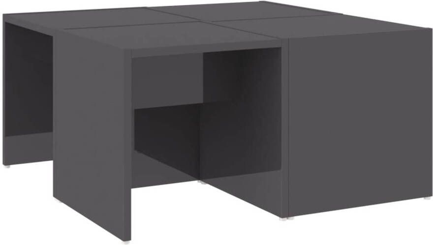 The Living Store Salontafelset Hoogglans grijs 66 x 66 x 33 cm Inclusief 4 tafels - Foto 1