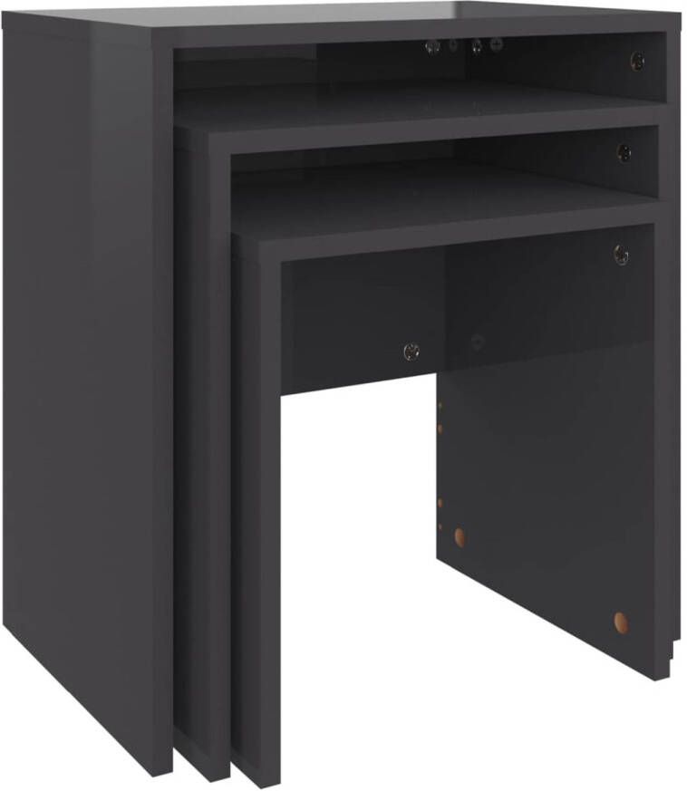 The Living Store Salontafelset Hoogglans grijs Spaanplaat 46 x 30 x 50 cm Montage vereist