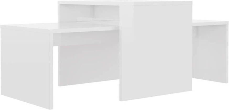 The Living Store Salontafelset Hoogglans wit Spaanplaat 100 x 48 x 40 cm (L x B x H) Montage vereist