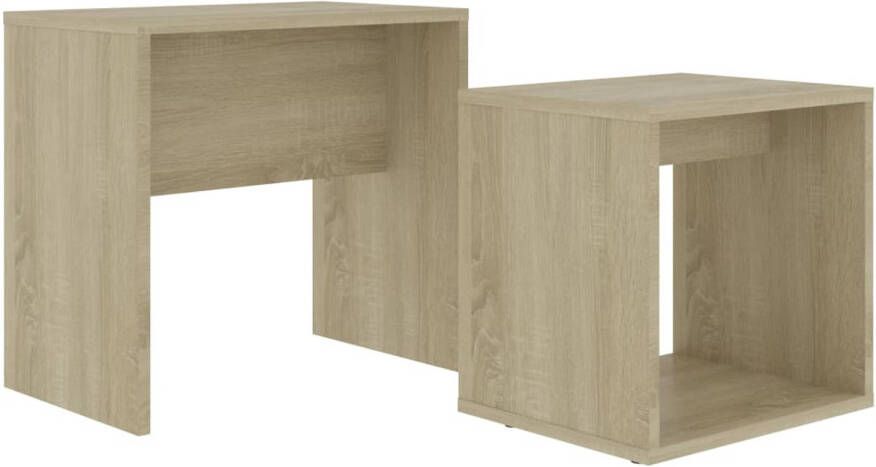 The Living Store Salontafelset Sonoma Eiken 2-delige tafeltjesset Ruimtebesparend 48 x 30 x 45 cm hoogwaardig spaanplaat