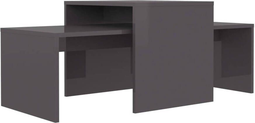 The Living Store Salontafelset Spaanplaat Hoogglans grijs 100 x 48 x 40 cm Montage vereist