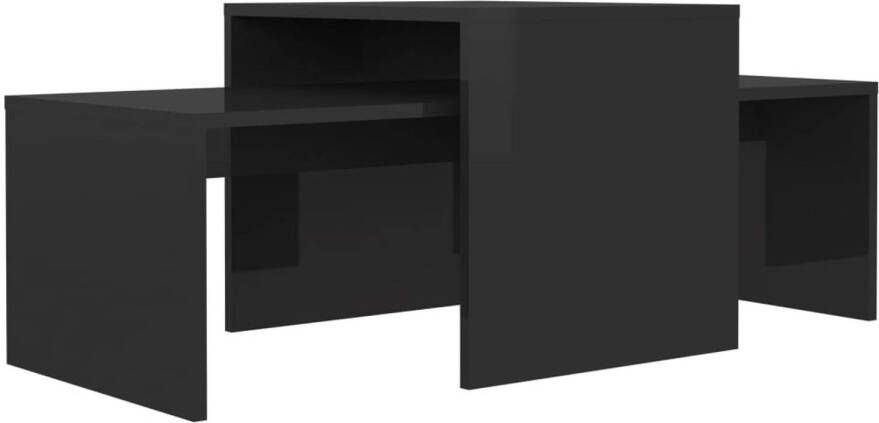 The Living Store Salontafelset Spaanplaat Hoogglans Zwart 100 x 48 x 40 cm Montage vereist