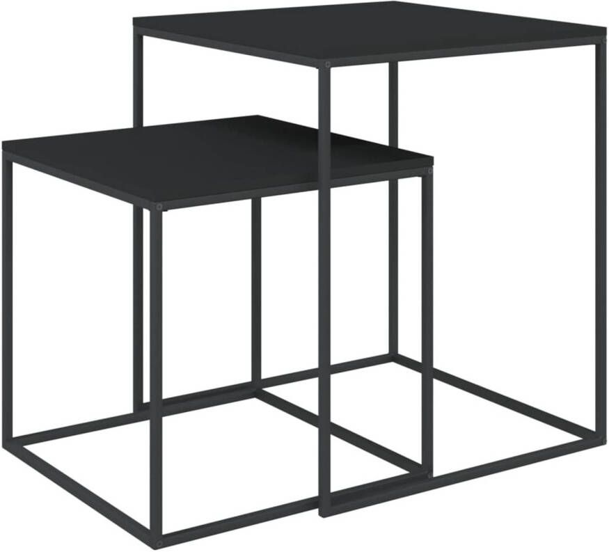 The Living Store Salontafelset Tafels 40x40x48cm en 35x35x35cm Zwart - Foto 1