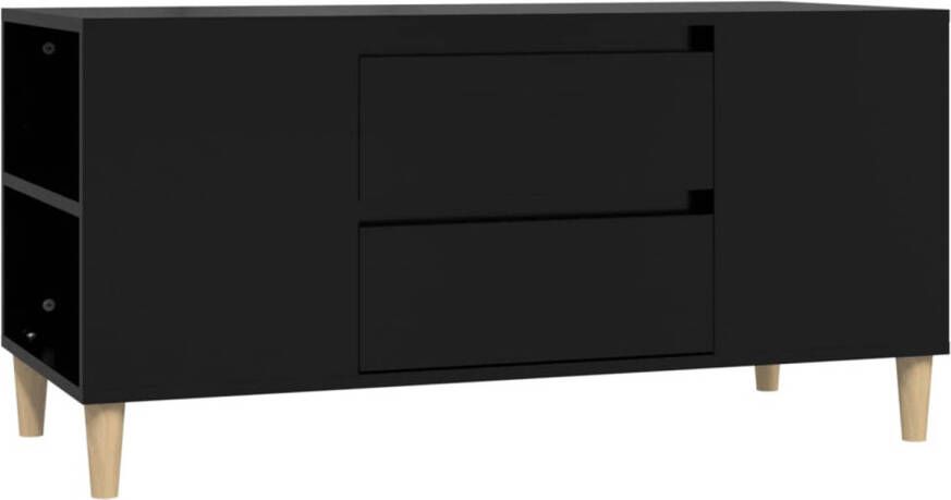 The Living Store TV-meubel Scandinavische stijl 102 x 44.5 x 50 cm zwart hout - Foto 1