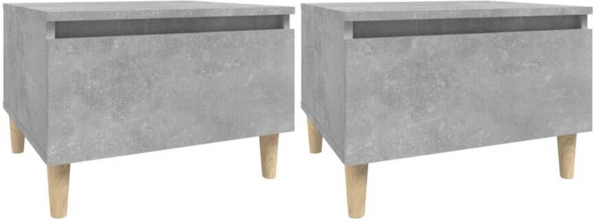 The Living Store Scandinavische bijzettafel houten poten betongrijs 50 x 46 x 35 cm 2 stuks - Foto 1