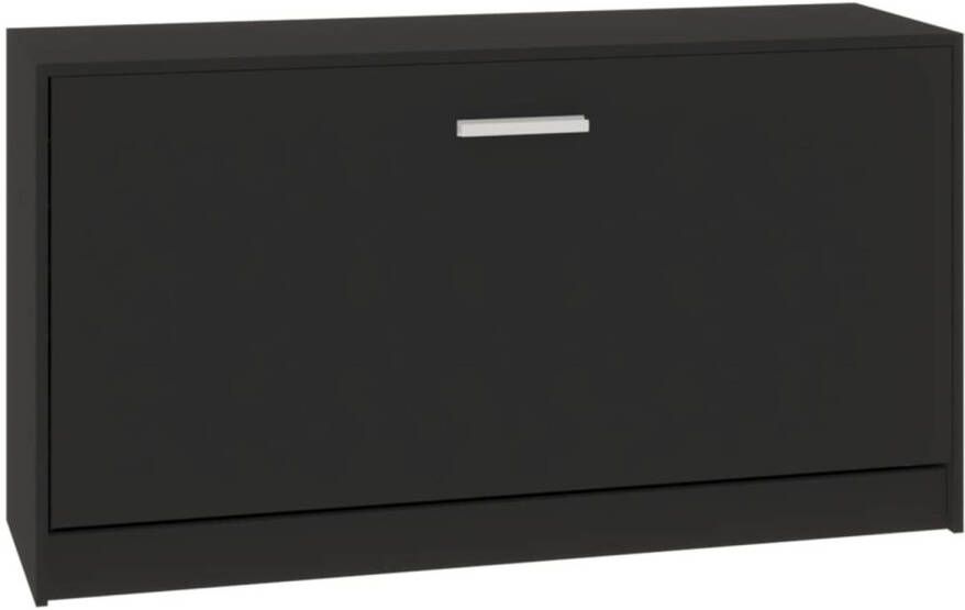 The Living Store Schoenenbank 80x24x45 cm bewerkt hout zwart Schoenenbank Schoenuitleg Houten Bank Kast Voor Schoenen Bergruimte