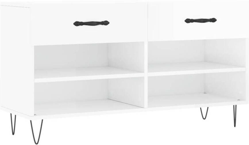 The Living Store Schoenenbank Opbergruimte 102 x 35 x 55 cm Hoogglans Wit - Foto 2