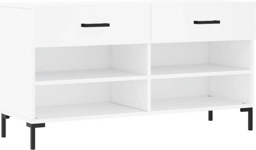 The Living Store Schoenenbank Trendy en praktische Meubelen 102 x 35 x 55 cm Wit Duurzaam hout