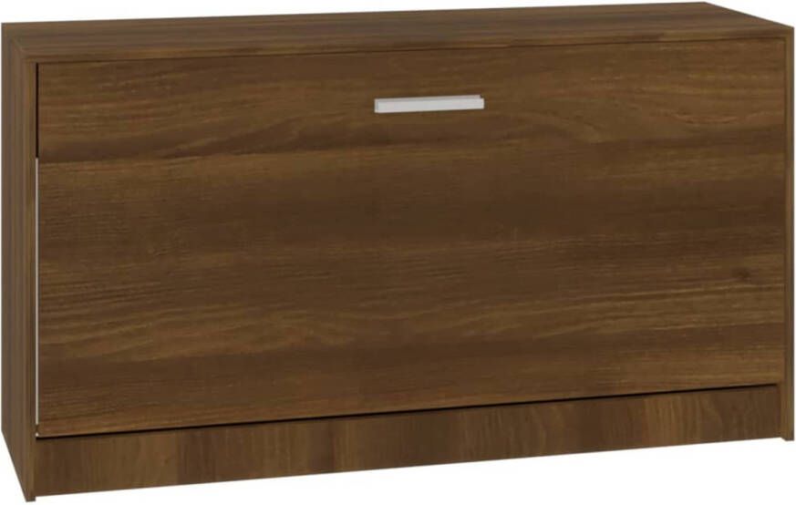 The Living Store Schoenenbank Trendy praktisch Bruineiken 80 x 24 x 45 cm (B x D x H) Schoenenbank Schoenuitlegger Bergruimte Kast Met Zitplaats Houten Bank