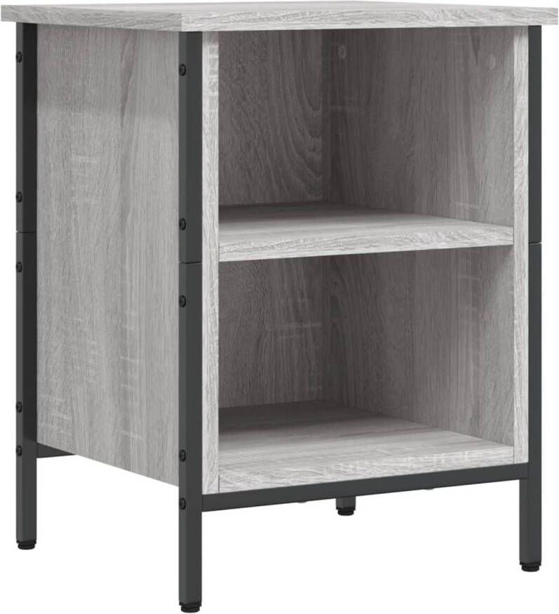 The Living Store Schoenenkast 38x35x50 cm bewerkt hout grijs sonoma eikenkleurig Schoenenkast Schoenuitlegger Bergruimte Entreehal Woonkamer