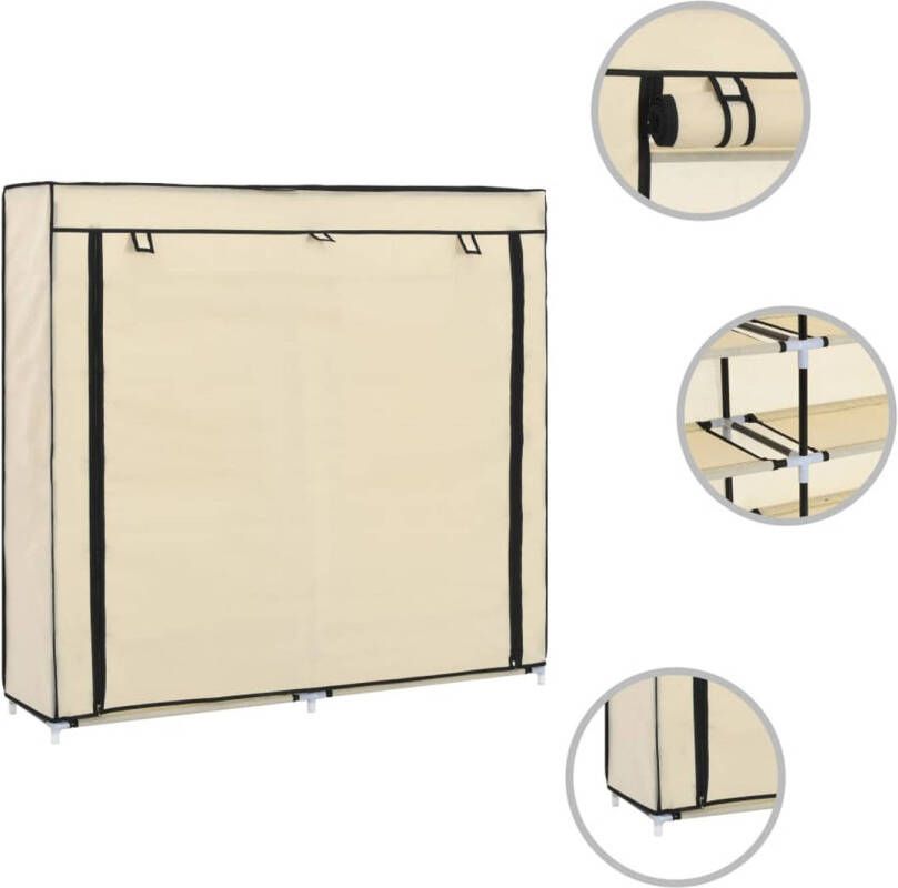 The Living Store Schoenenkast 5 Schappen 115 x 28 x 110 cm Crème Ijzeren buis en nonwoven stof Schoenenkast Schoenen Organisatie Schoenen Opslag Stofhoes Kruipruimte