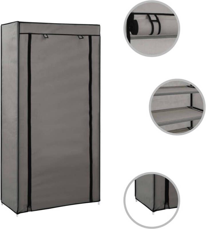 The Living Store Schoenenkast 5 schappen 58 x 28 x 106 cm grijs lichtgewicht nonwoven hoes Schoenenkast Schoenen Organisatie Schoenen Opslag Stofhoes Schoenen Rek