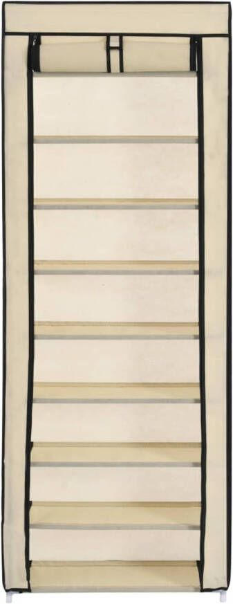 The Living Store Schoenenkast 8-laags Crème 57 x 29 x 162 cm Nonwoven stof Schoenenkast Schoenen Organisatie Schoenen Opslag Schoenuitlegers Creme Meubels
