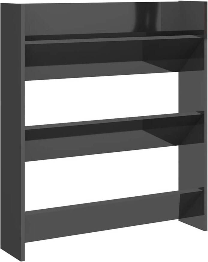 The Living Store Schoenenkast 80x18x90 cm Hoogglans grijs Montage vereist