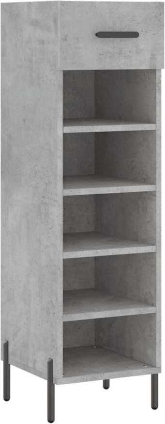 The Living Store Schoenenkast betongrijs 30 x 35 x 105 cm Duurzaam hout Voldoende opbergruimte Stabiel blad Praktisch ontwerp