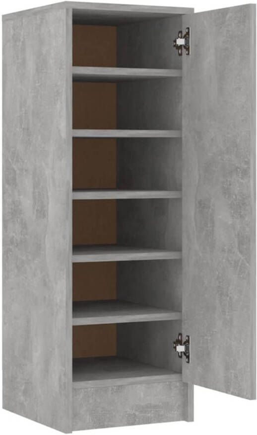 The Living Store Schoenenkast betongrijs 32 x 35 x 92 cm 6 planken deur links of rechts Spaanplaat