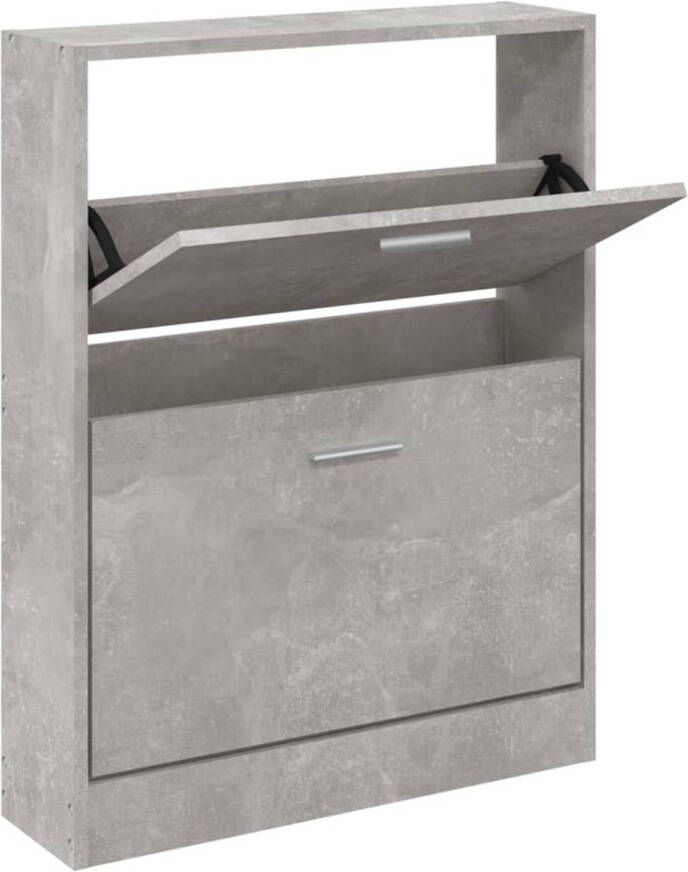 The Living Store Schoenenkast Betongrijs 59 x 17 x 81 cm Duurzaam materiaal Schoenenkast Schoenen Rek Bergruimte Kastje Interieurdecoratie