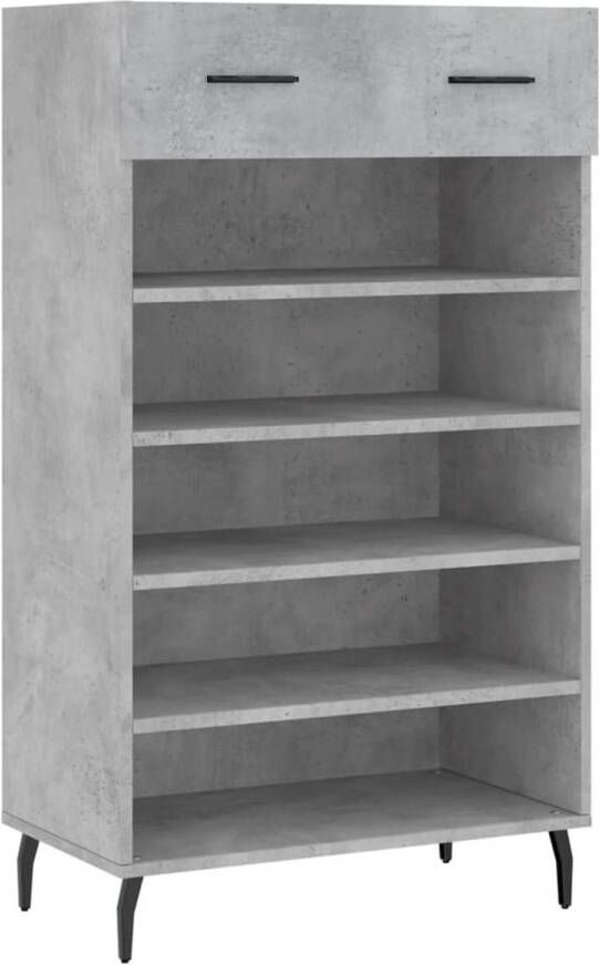 The Living Store Schoenenkast Betongrijs 60 x 35 x 105 cm Duurzaam materiaal Schoenenkast Schoenuitlegers Bergruimte Kast Houten Kast