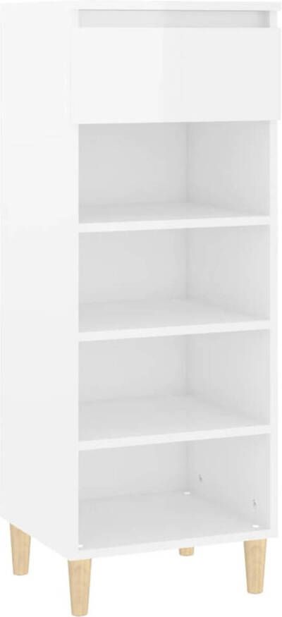 The Living Store Schoenenkast Compact Hout 40 x 36 x 105 cm Hoogglans wit