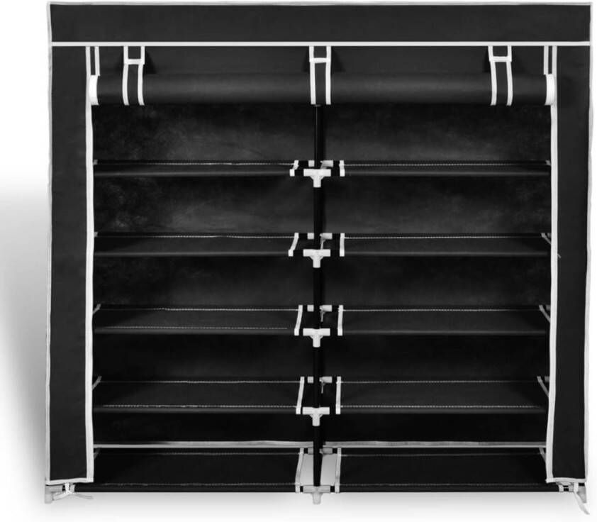 The Living Store Schoenenkast Dubbel 5-laags 115 x 28 x 110 cm zwart - Foto 1