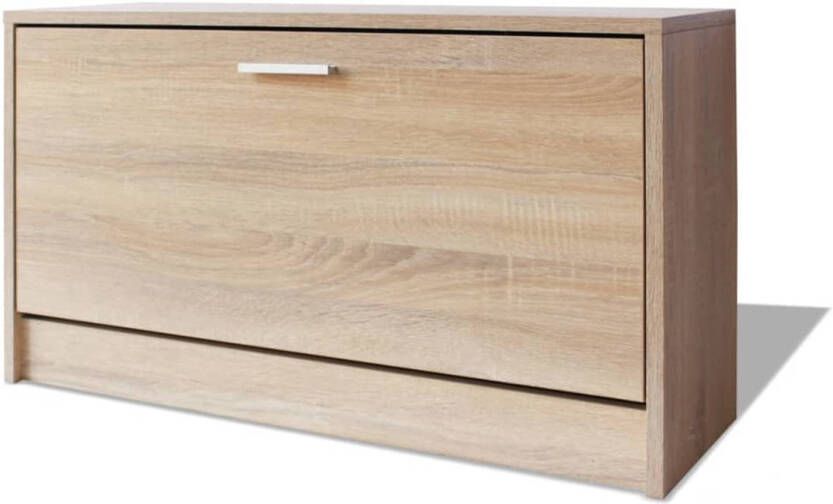 The Living Store Schoenenopbergbank 80x24x45 cm eikenkleurig Schoenenbank Bank Entreebank Meubilair Houten Bank
