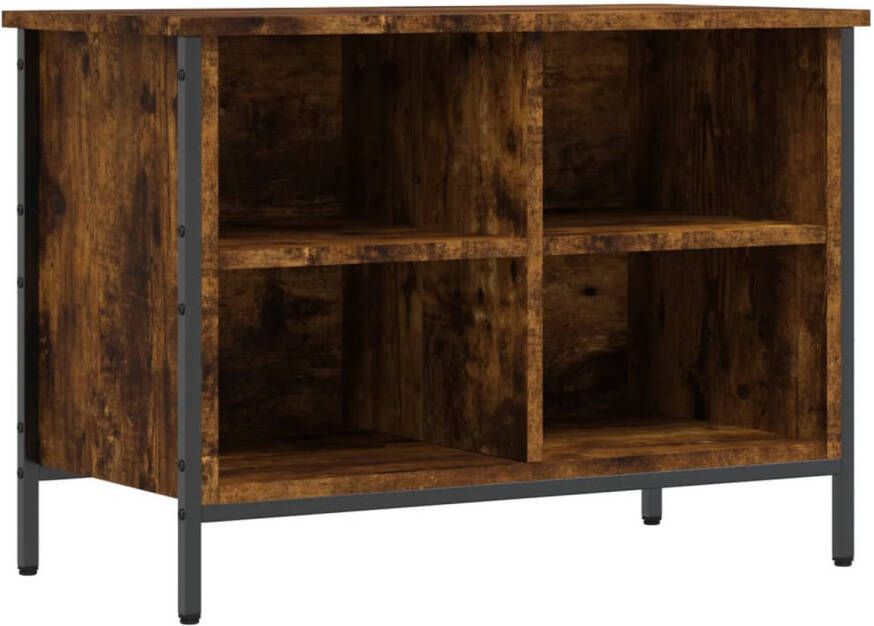 The Living Store Schoenenkast 69x35x50 cm bewerkt hout gerookt eikenkleurig Schoenenkast Schoenuitlegger Berging Schoenen Houten Schoenenkast Bruine Schoenenkast