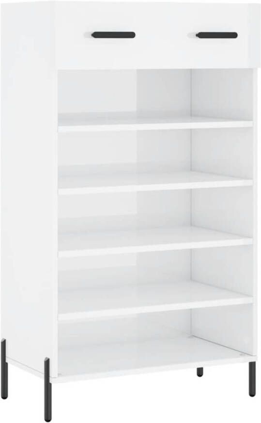 The Living Store Schoenenkast Hoogglans wit 60 x 35 x 105 cm Duurzaam hout Praktisch ontwerp Inclusief bevestigingsmateriaal