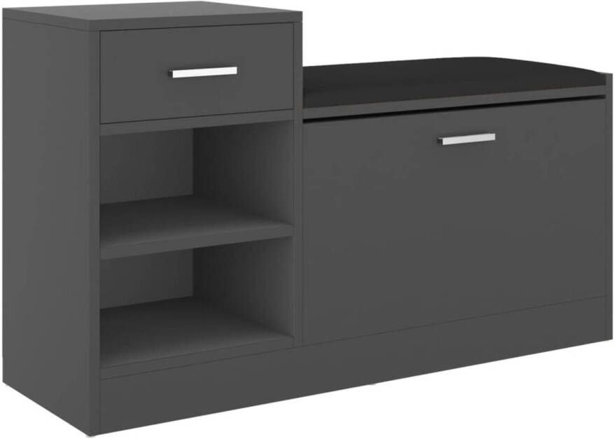 The Living Store Schoenenkast Modern en Duurzaam 94.5 x 31 x 57 cm Grijs