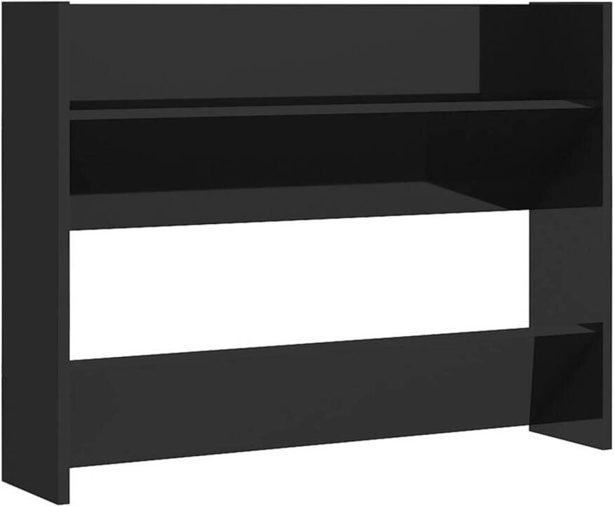 The Living Store Wandschoenenkast 80x18x60 cm spaanplaat hoogglans zwart Schoenenkast