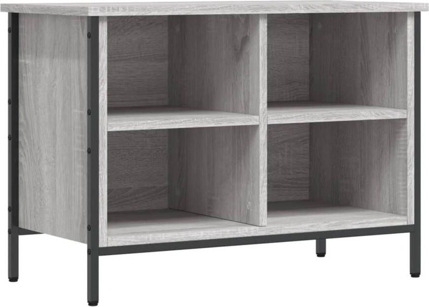 The Living Store Schoenenkast 69x35x50 cm bewerkt hout grijs sonoma eikenkleurig Schoenenkast Schoenuitlegers Bergruimte Kast Opslagkast