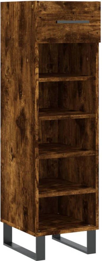 The Living Store Schoenenkast Smoked Oak 30 x 35 x 105 cm Duurzaam bewerkt hout en ijzer