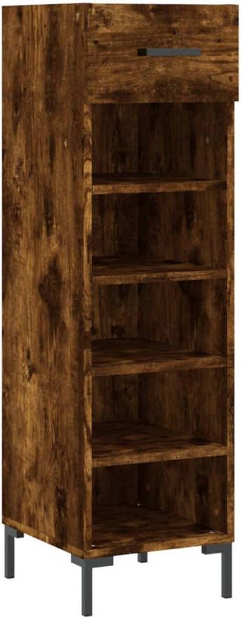 The Living Store Schoenenkast Smoked Oak 30 x 35 x 105 cm Duurzaam hout Voldoende opbergruimte - Foto 1