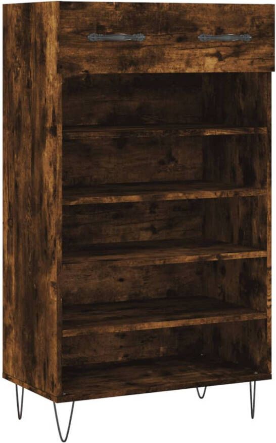 The Living Store Schoenenkast Smoked Oak 60 x 35 x 105 cm Duurzaam hout Voldoende opbergruimte - Foto 1