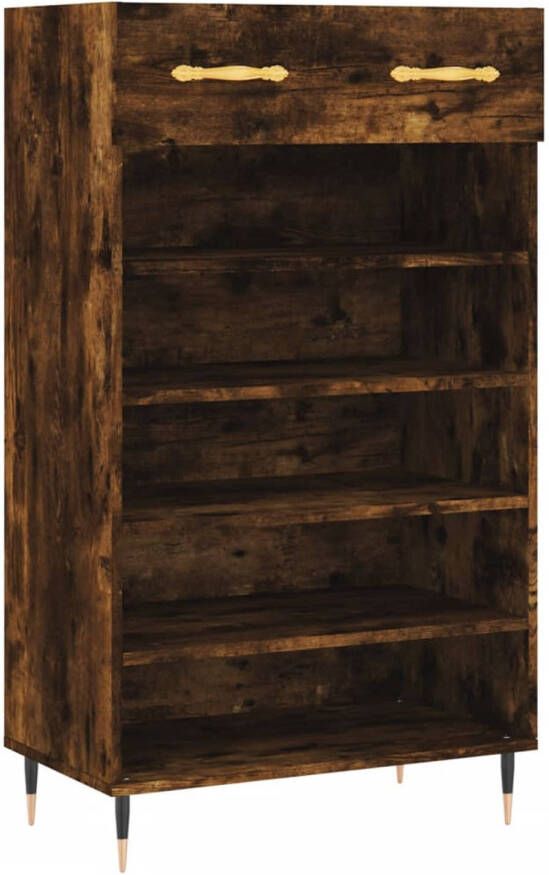 The Living Store Schoenenkast Smoked Oak 60 x 35 x 105 cm Duurzaam materiaal - Foto 1